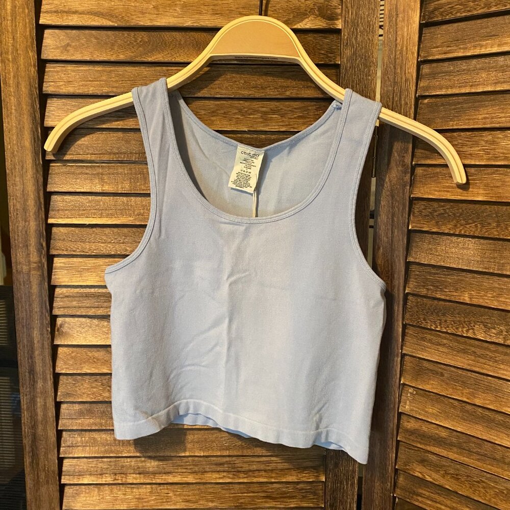C'est Moi Crop Tank Top Light Blue